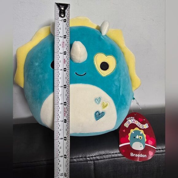 Squishmallows Teal Braedon the Triceratops Plush 8”, New - Picture 3 of 5